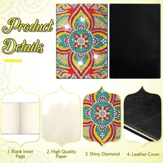 8 Pcs 5d Diamond Art Notebooks Kits for Adult DIY Colorful Mandala Flower {3}