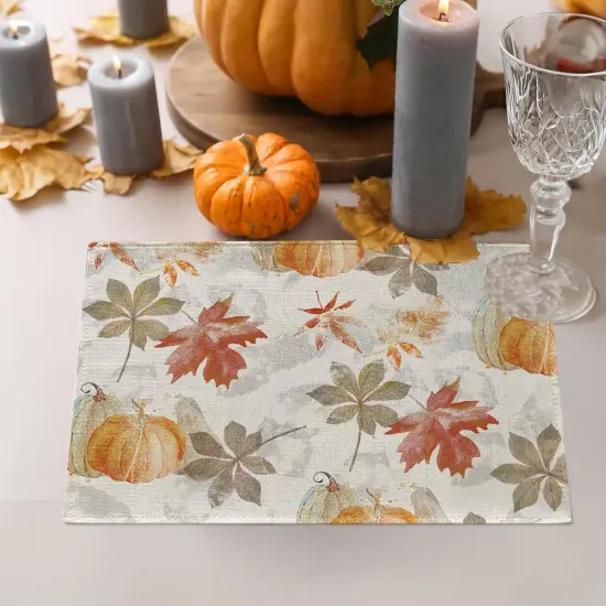 Set of 4 Maple Leaves Pumpkin Placemats - 12x18 Inch {4}