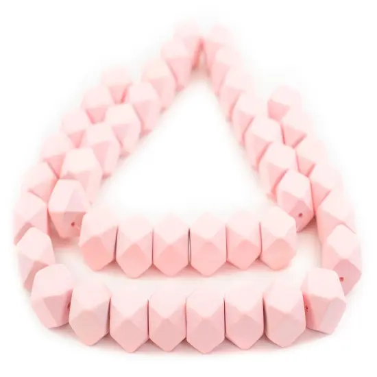 The Bead Chest Pink Cornerless Cube Wood Beads: 20mm Diamond Cut Natural Organic Beads for Jewelry Making {3}