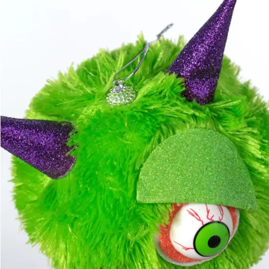 7" Furry Monster Ornament: Green {3}