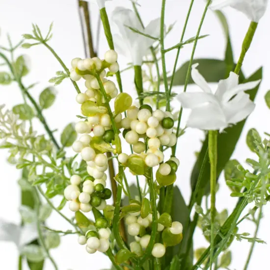 24" Fabric Flower, Leaf, Berry Spray: White {3}