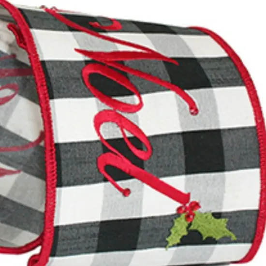 4" Noel Check Embroidery Ribbon: Black & White (5 Yards) {3}