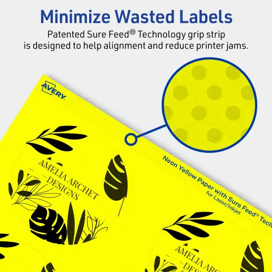 Avery Neon Yellow Paper Labels, 3" Diameter Round {4}