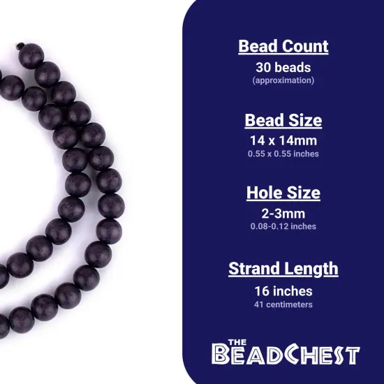 The Bead Chest Natural 14mm Wooden Beads in Grey - Dark for Jewelry Making &ndash; Round Loose Wood Spacer Beads I Approximately 30 Beads {4}