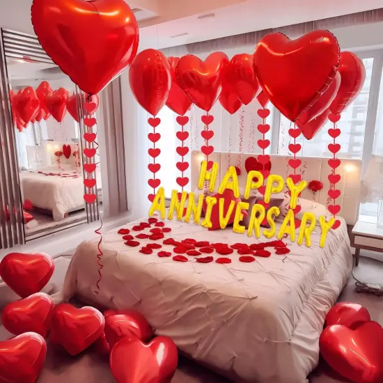 Happy Anniversary Decorations - Balloons Arch Kit, Banner {1}