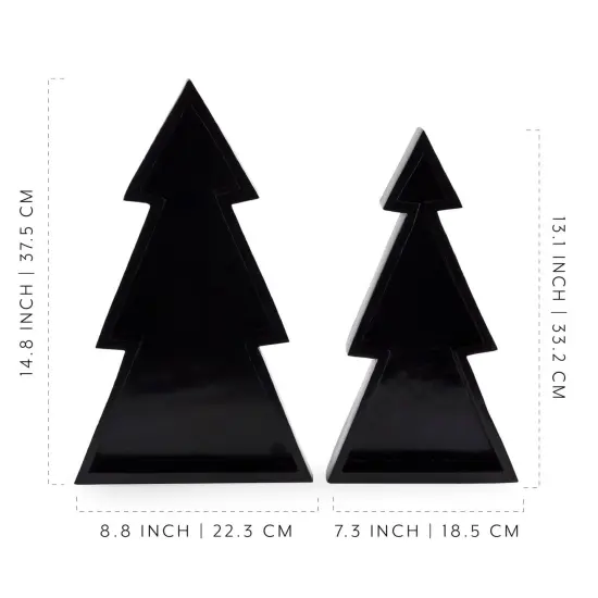 Wooden Christmas Tree Trays 2ct Nested Rustic Farmhouse Decor Black {6}