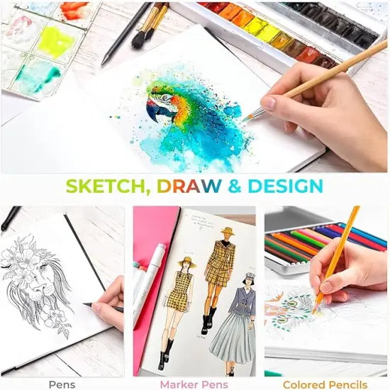 8.3"x8.3" Mixed Media Art Sketchbook, 120 lb/200 GSM Heavyweight Papers {4}