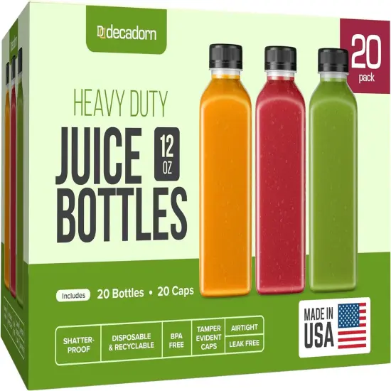 20pcs Juice Bottles With Caps - 12oz {1}