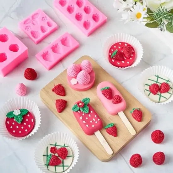 4-Cavity Strawberry Silicone Mold 1 Pieces {3}