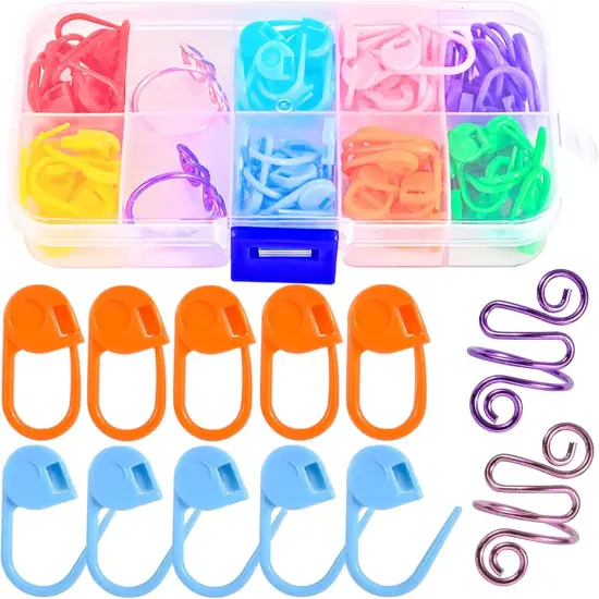 2Pcs Crochet Ring + 100Pcs Stitch Markers {1}