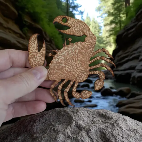 Ornament - Crab - Raw Wood {2}