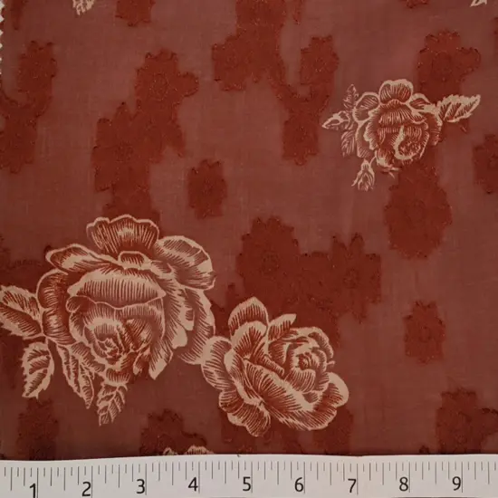 1 Yard Brown Floral Jacquard Chiffon Fabric 57/58" Wide Lightweight Sheer Polyester for Dresses & Apparel {3}