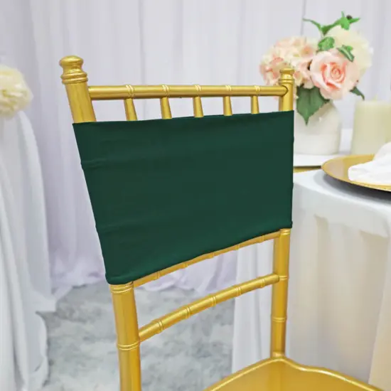 10 Pieces Hunter or Holly Green Spandex Chair Bands 7 x 13 Inches {2}