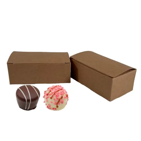 Made in USA - 50 Boxes - 2 Truffle Wedding Favor Kraft (chocolate box) - Fillable (empty) - 3-9/16" x 2-1/16" x 1-5/16" - Food Safe {1}