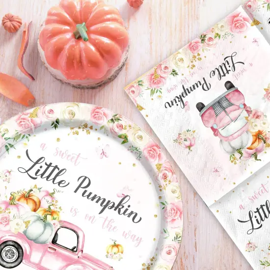 Little Pumpkin Paper Plates and Napkin Pumpkin Baby Shower Party Decorations {4}