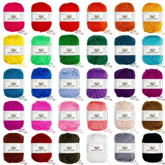 30-Color Crochet Yarn Kit &ndash; 1650 Yards with Hooks & Bag (Purple) {4}