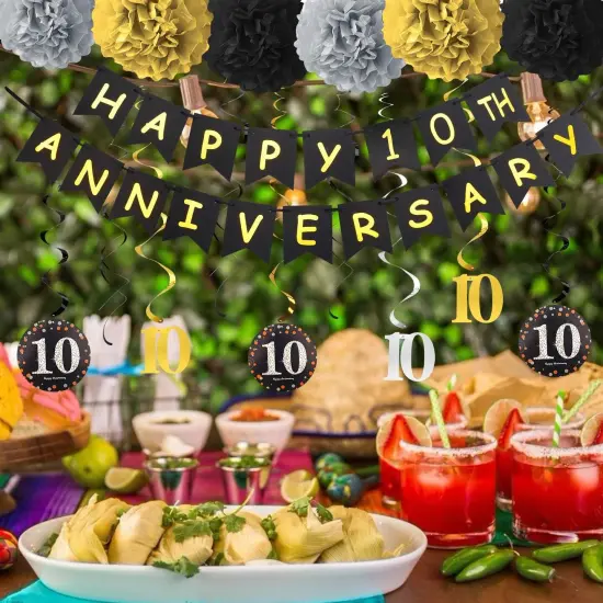 10th Anniversary Decorations Kit - Happy Anniversary Banner {2}