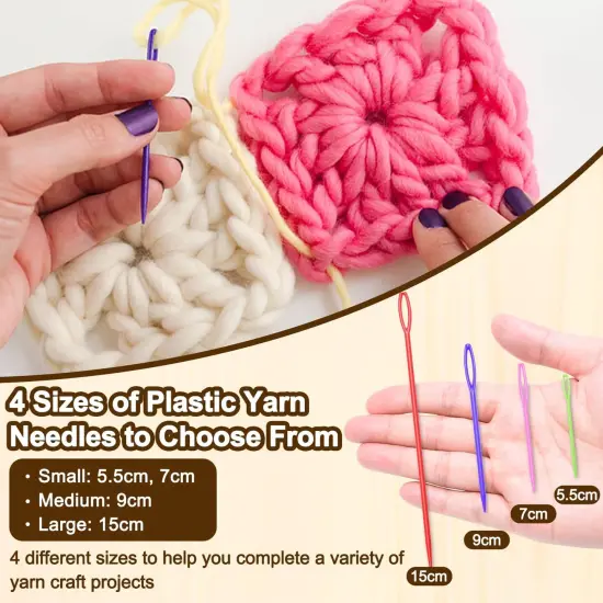 50 Count 9cm(3-5/9 inch) Plastic Yarn Needles {3}