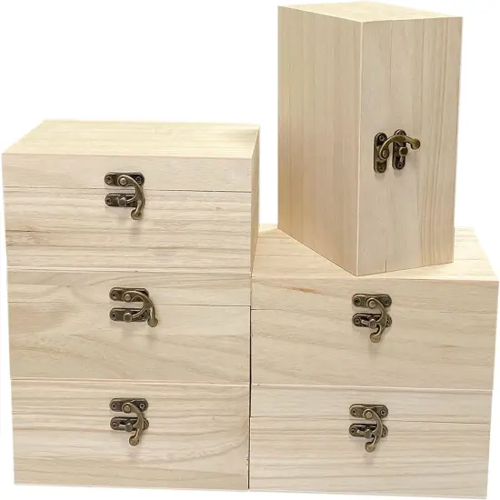 6 Pack Unfinished Wood Box Rectangle Crafts Wooden Box for Painting DIY Project (outer: 5 x 6.7 x 3.1 In) {2}