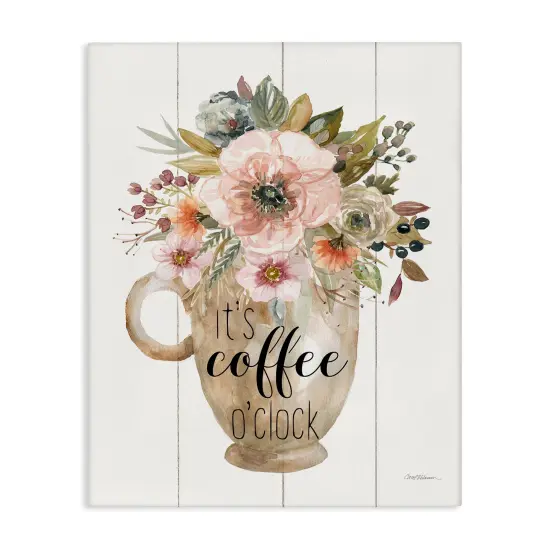 Stupell Industries Coffee O'Clock Floral Mug Canvas By Carol Robinson {1}