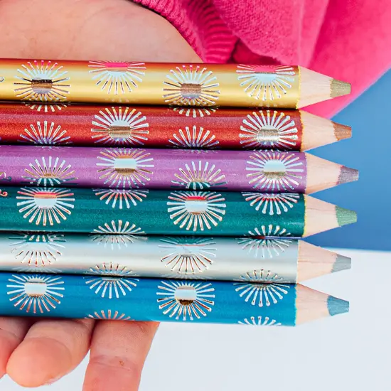 eeBoo: Jumbo Double-Sided Colored Pencils &ndash; Fairytale Dragon - 6pc, 12 Metallic & Fluorescent Colors, Sharpener, Chunky Foil Barrel, Kids Art Supplies {7}