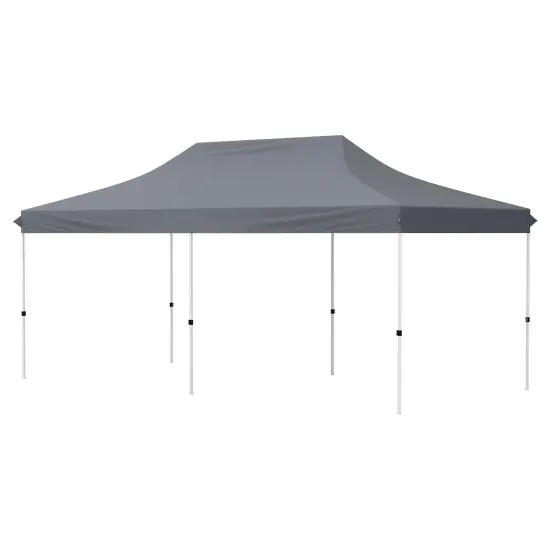 10x20 Feet Pop Up Foldable and Portable Outdoor Gazebo with Carry Bag Ideal for Party or Wedding Ceremony Grey {8}