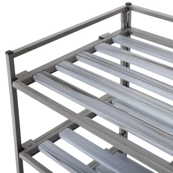 Seville Classics 3-Tier Resin Slatted Shoe Rack Silver mist {3}