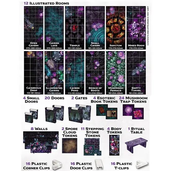 Gale Force 9: Tenfold Dungeon - The Underdark - Modular Roleplaying Terrain Set, Box To Table, 1" Grids, 12 Illustrated Rooms, RPG-Dungeon Crawling {5}