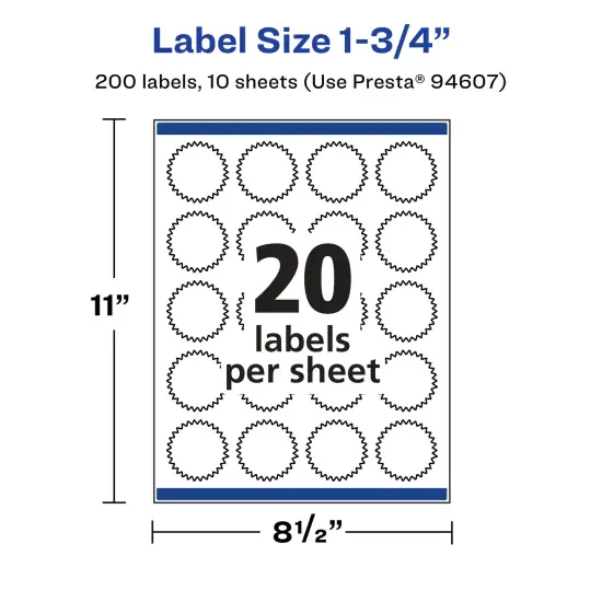 Avery Glossy Clear Starburst Labels with Sure Feed, 1.75" {5}