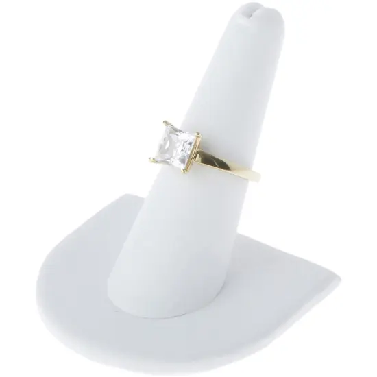 Plymor White Faux Leather Ring Finger Display, Single on U-Shaped Base, 2" W x 2" D x 2" H {3}