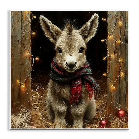 Stupell Industries Baby Donkey & Holiday Lights Wall Plaque Design by Riley B {1}
