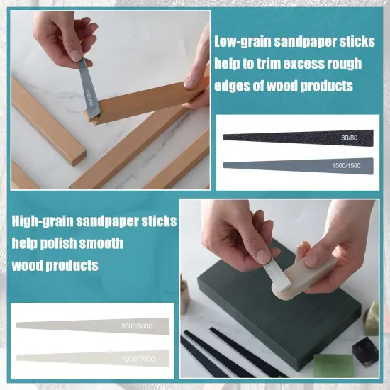20 Pcs Sanding Sticks for Plastic Models Polishing Sticks Assorted Metal and Wood Sanding Tools Accessory for Model Craft Amateur Beginner(Low Grits and High Grits,Groovy Style) {6}