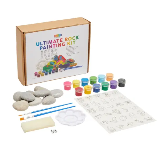 Painting Rocks Set for Kids with Paint, Brushes, Stencils, Googly Eyes (53 Pieces) Multicolor {1}