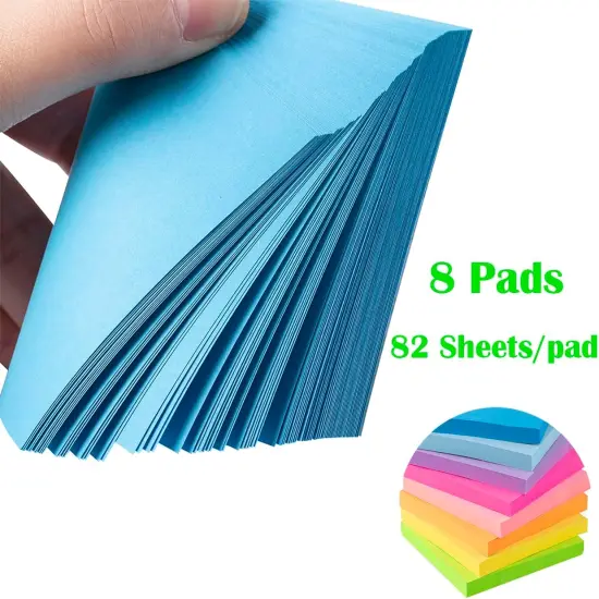 Sticky Notes,Bright Colors Self-Stick Pads, Easy to Post for Home, Office, Notebook, 82 Sheets/pad {2}