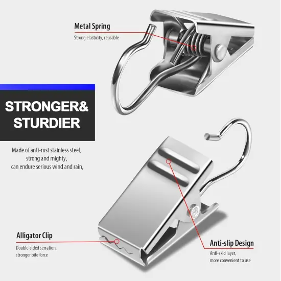 100 PCS Small Curtain Hooks Curtain Clips, Stainless Steel Curtain Rod Hooks(Silver) {3}