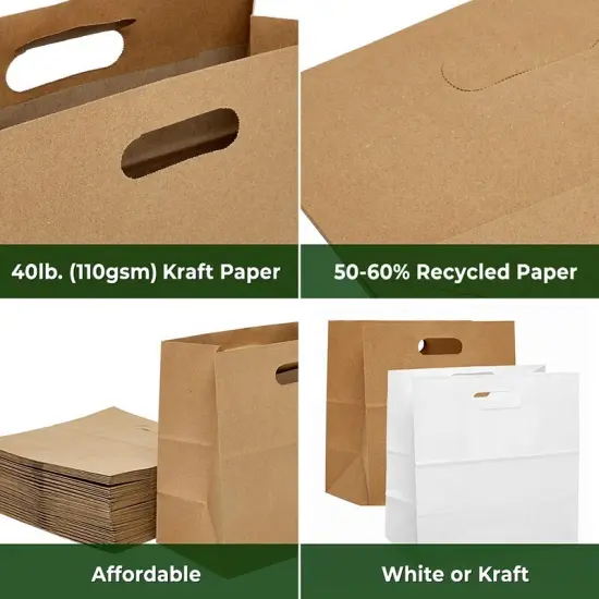 Die-Cut Handle Economy Paper Bags 11" x 6" x 11" {4}