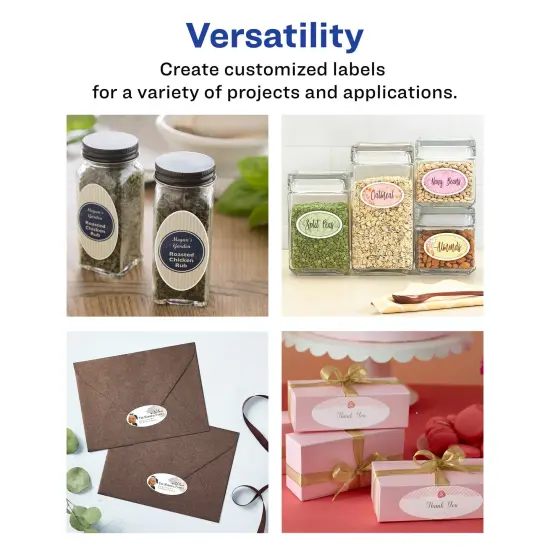 Avery Matte White Removable Oval Labels with Sure Feed Technology, Print-to-the-Edge, 3" x 5" {3}