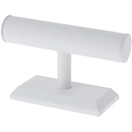 Plymor White Faux Leather T-Bar Bracelet Display Stand, 7.5" W x 5" H {1}