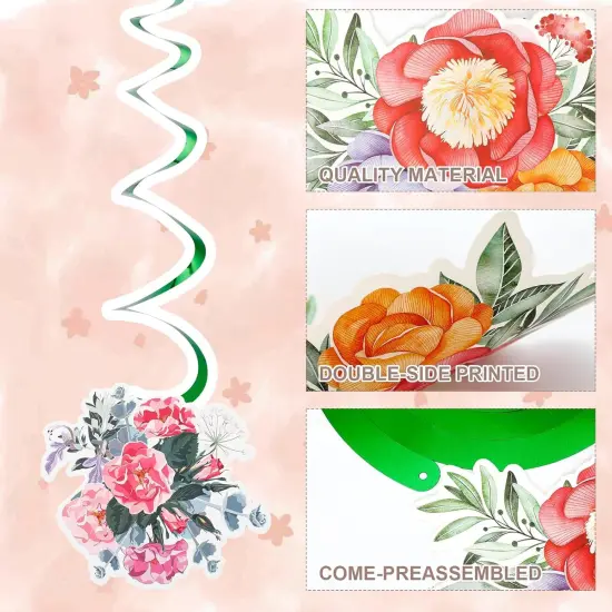 24Pcs Wildflower Party Hanging Swirls, Wildflower Theme Birthday Decorations, Spring Wildflower Butterfly Ceiling Swirls, Flower Banner Garland Hanging Decorations for Party {3}