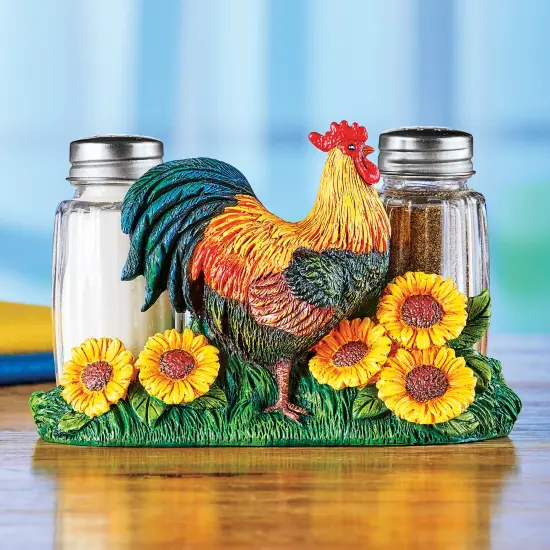 Collections Etc Rooster Country Charm Salt and Pepper Shakers {1}
