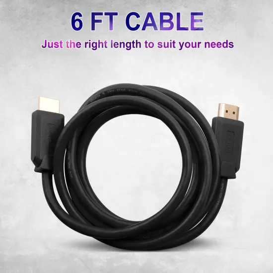 Insten - HDMI Male to Male Cable, 2.1 Version, 8K 60Hz, 48Gbps, PVC Cable, Gold Connectors, 6ft , Black {7}