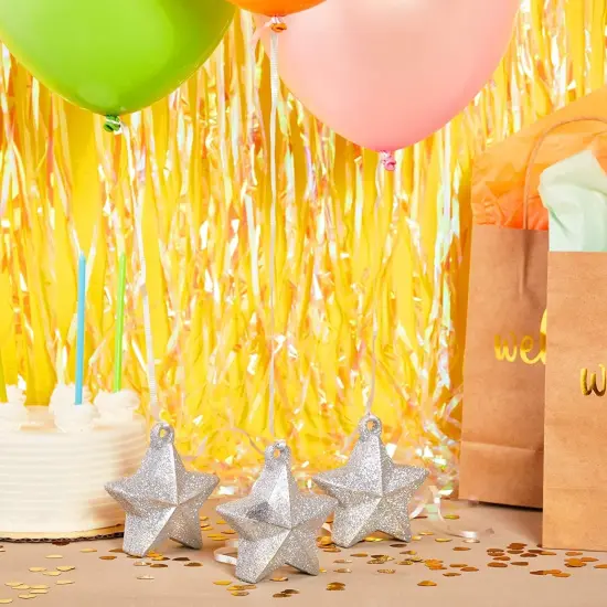 Glitter Star Balloon Weights, Silver Party Decorations, 5.2 oz (3.5(L)&ldquo;X1.75"(W) X 4"(H) inch, 6 Pack) {3}