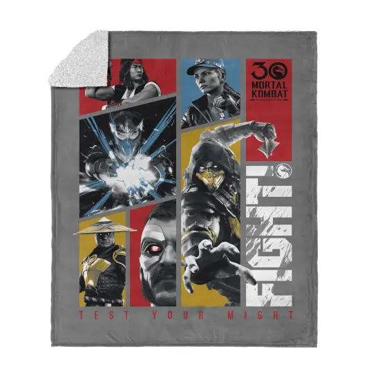 Warner Brothers Mortal Kombat Silk Touch Sherpa Throw Blanket Logo Red {8}