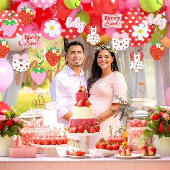 trawberry Berry Sweet Party Hanging Swirl Decor, Summer Fruit Strawberry Theme Party Ceiling Streamers {2}