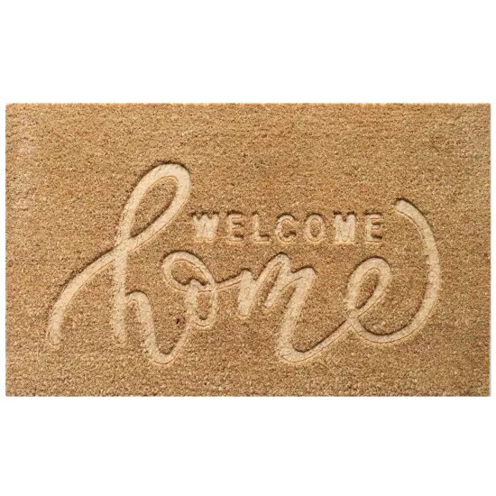 Gardenised Heavy Duty Coco Coir Doormat Non Slip PVC Baking Embossed Welcome Design Natural Coconut Fiber Floor Mat for Front Door Porch Patio Entryway Garage Mudroom & Outdoor Use 18x30" Cozy Welcome {7}