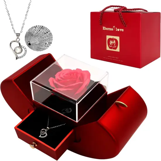 Eternal Flowers Rose Box with I Love You Necklace {2}