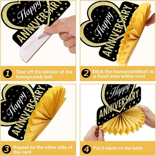 8pcs Happy Anniversary Honeycomb Table Centerpiece {4}