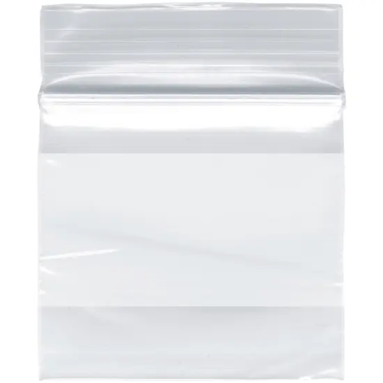 Plymor 2" x 2", 2 Mil with White-Block Zipper Reclosable Plastic Bags {1}