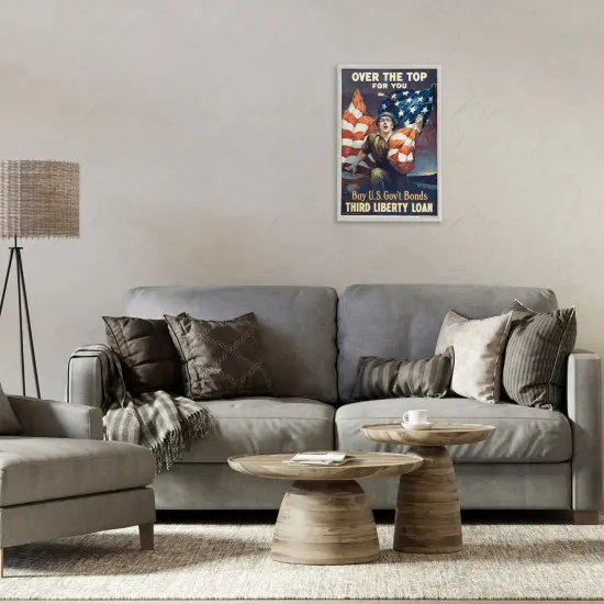 Stupell Industries Vintage Military Man & Flag Framed Giclee By Marcus Jules {2}