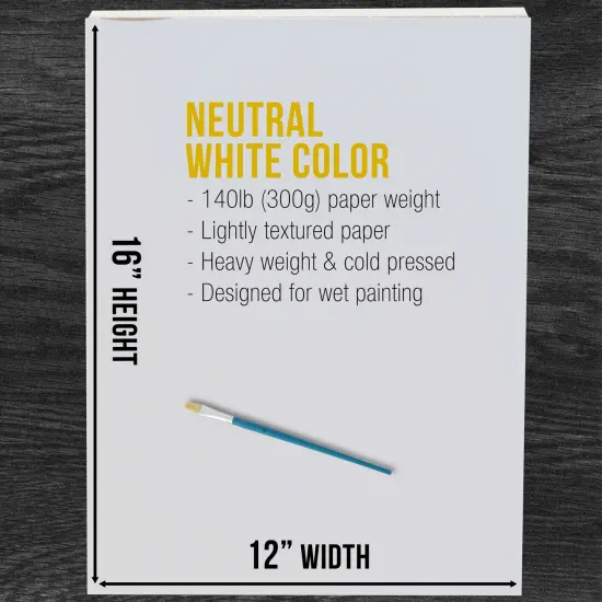 12" x 16" Premium Heavyweight Watercolor Paper Pad, Pack of 2 (12 Sheets Each), 140lb (300gsm) - Spiral Bound, Cold Pressed, Acid-Free, Wet, Water Color Paper - For Artists, Students {3}